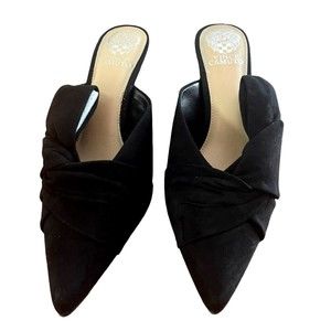 Vince Camuto Suede Slip-On Heeled Mules Amillada Black 9M Women Shoes